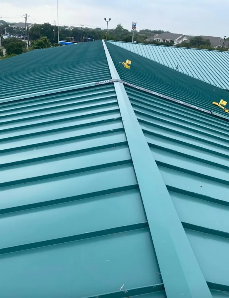 Green commercial metal roof ridge and valley for Metal Roof Repair in White House